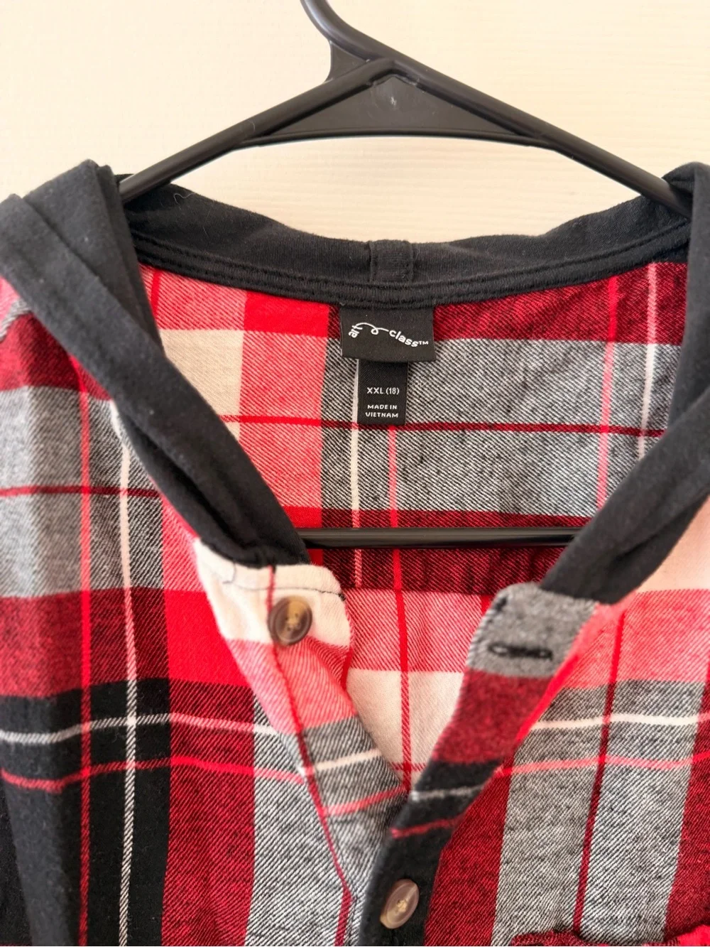art class Red Black Gray Plaid Hooded Flannel Shirt